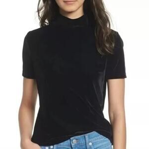 Madewell Black Velvet Mockneck Tee Size Medium
